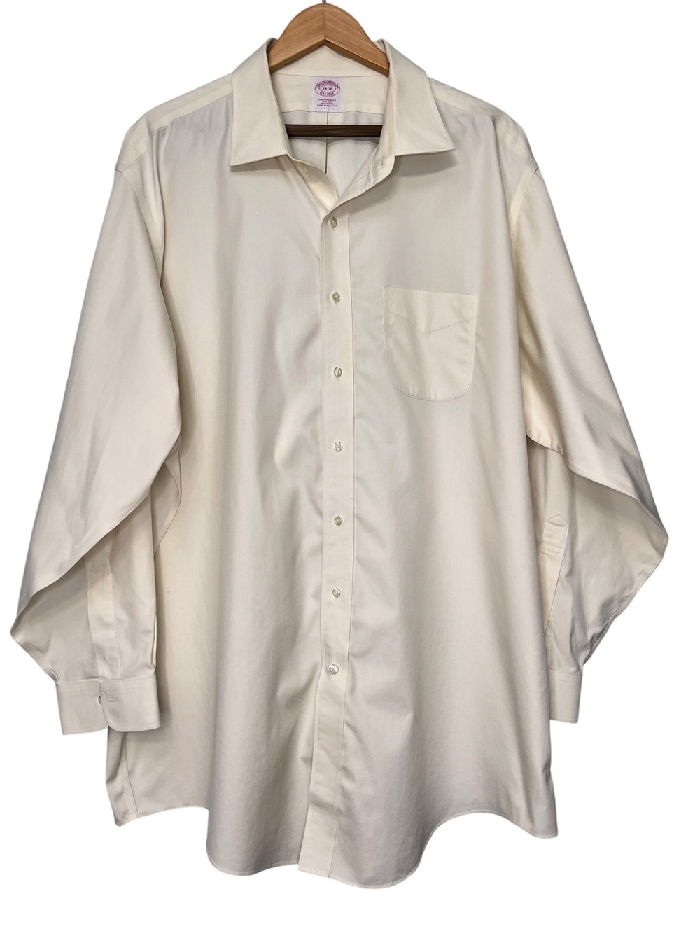 Brooks Brothers Mens 19-36 Cream White No Iron Cotton Button Down Shirt Big Tall